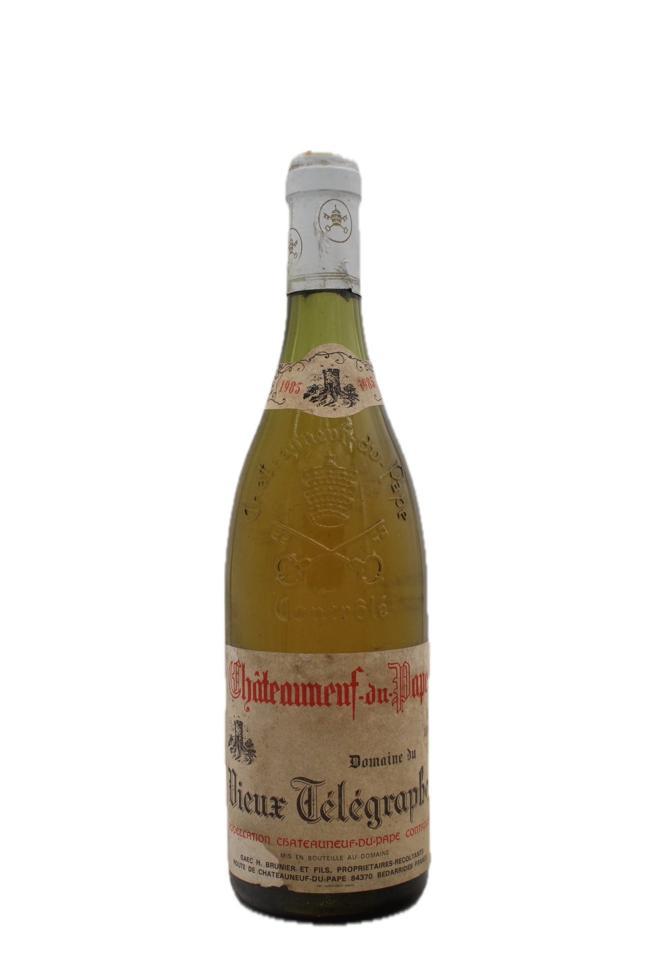 Famille Brunier - Vieux Télégraphe Châteauneuf-du-Pape Blanc 1985 (Stained Label)