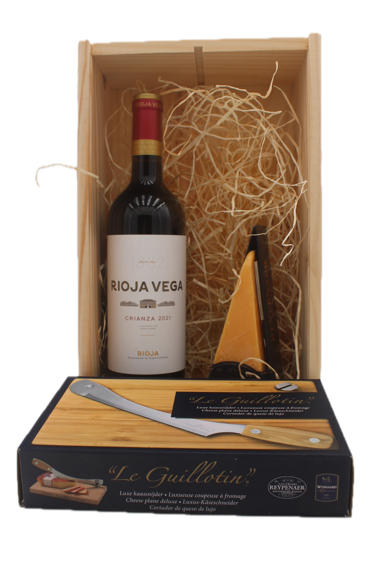 Rioja Vega - Crianza met Reypenaer Kaas en Guillotine in Geschenkkist