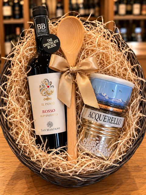 Kadopakket San Marzano - Il Pumo Rosso met Risotto en Lepel
